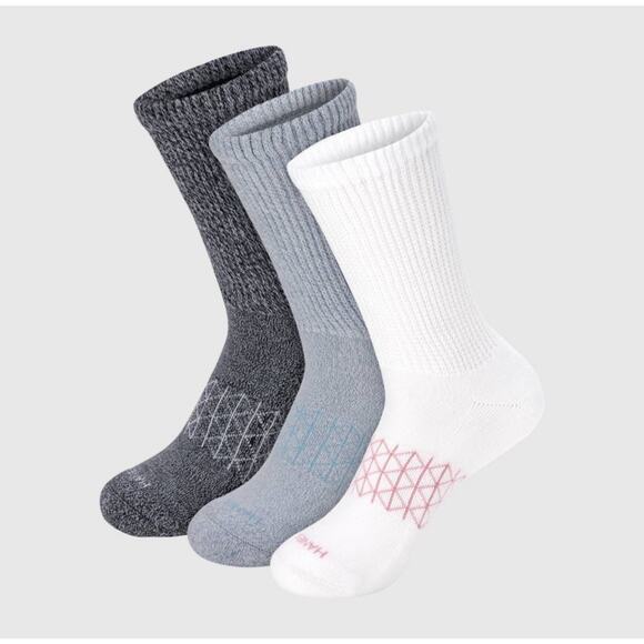 Hanes Absolute Wellness Crew Socks Women’s Size 5-9 Pack 2 Extreme Cushion - Picture 7 of 12
